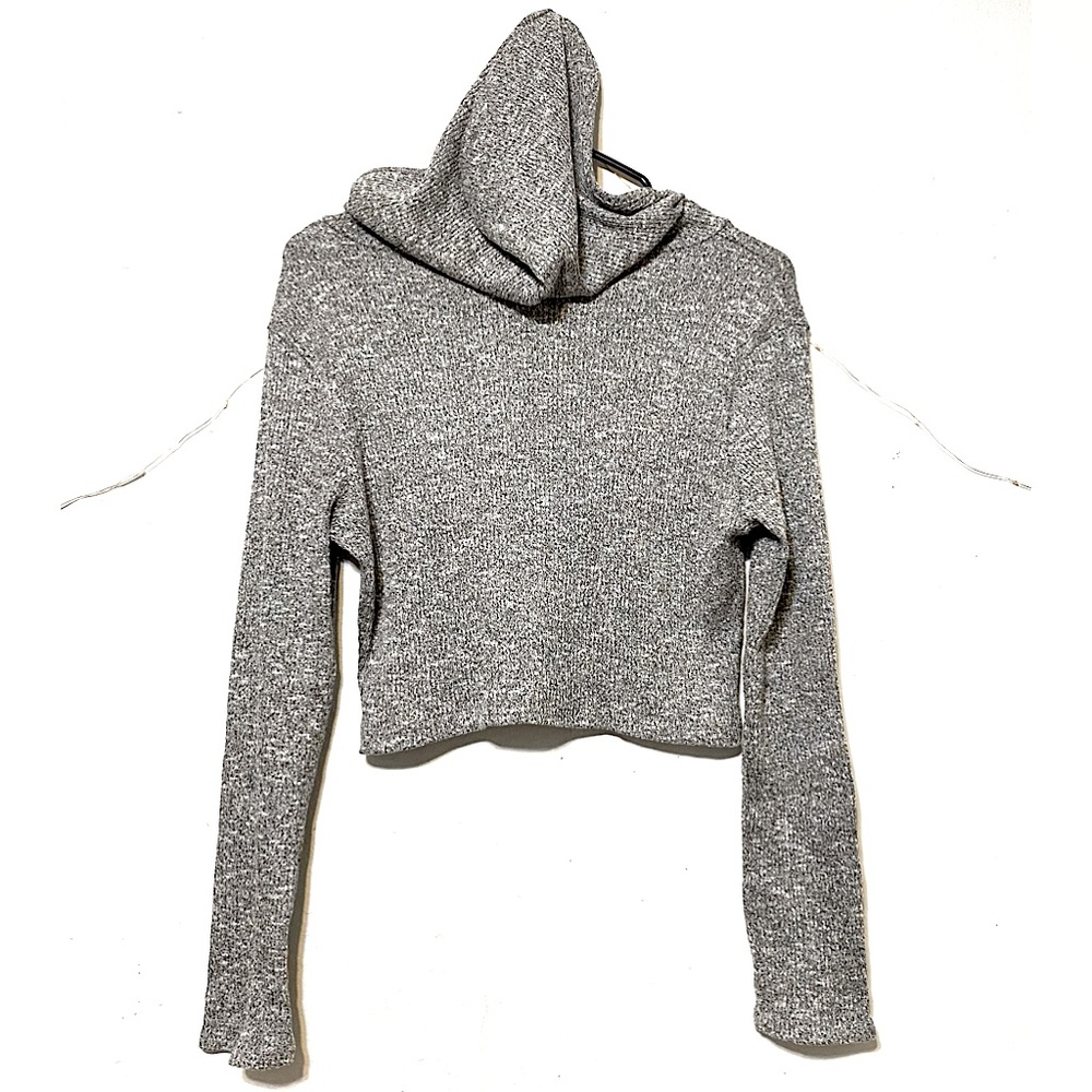 SOLD :: Fashion Nova Cropped Heather Gray Hoodie - Picture 3 of 7